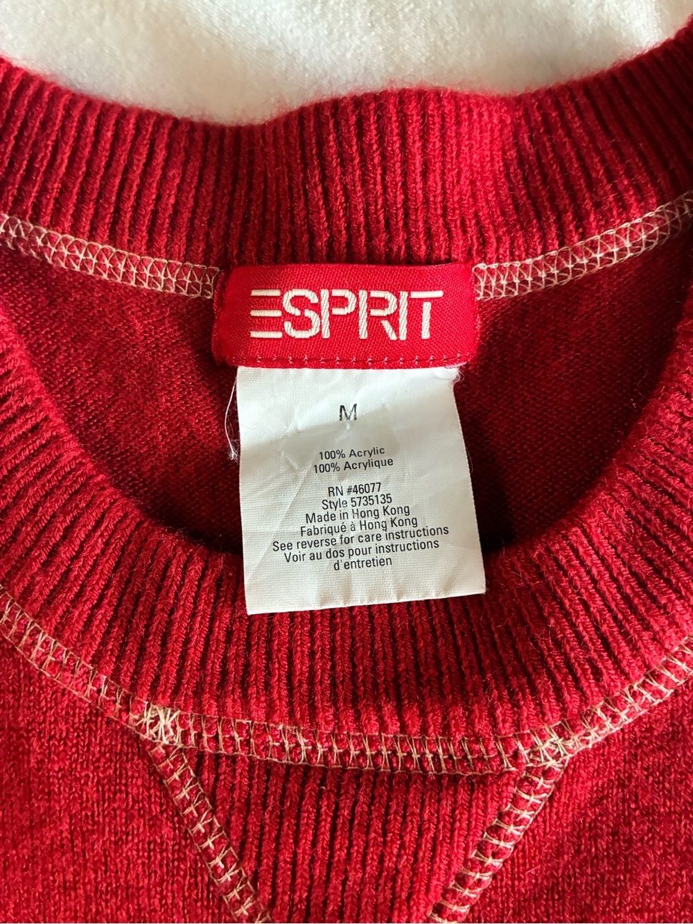 Esprit Red Contrast Stitch Knit Sweater Vest M - Picture 3 of 5